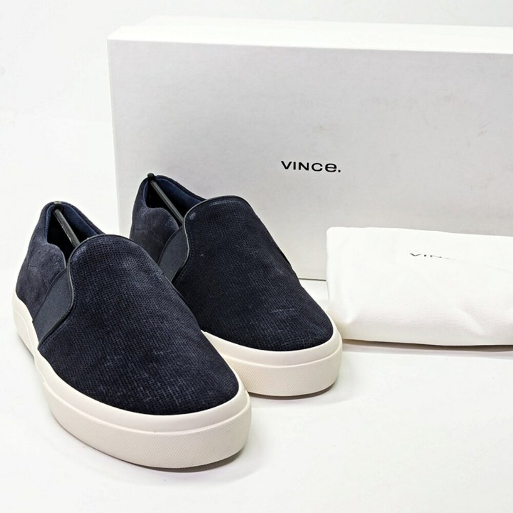Vince Fenton Men's Coastal Blue Suede Slip-On Sneaker Size 10 (MSRP $195)